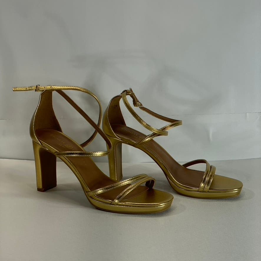 CHINESE LAUNDRY Women's Gold Metallic Taryn Strappy Square-Toe Sandals SZ 9