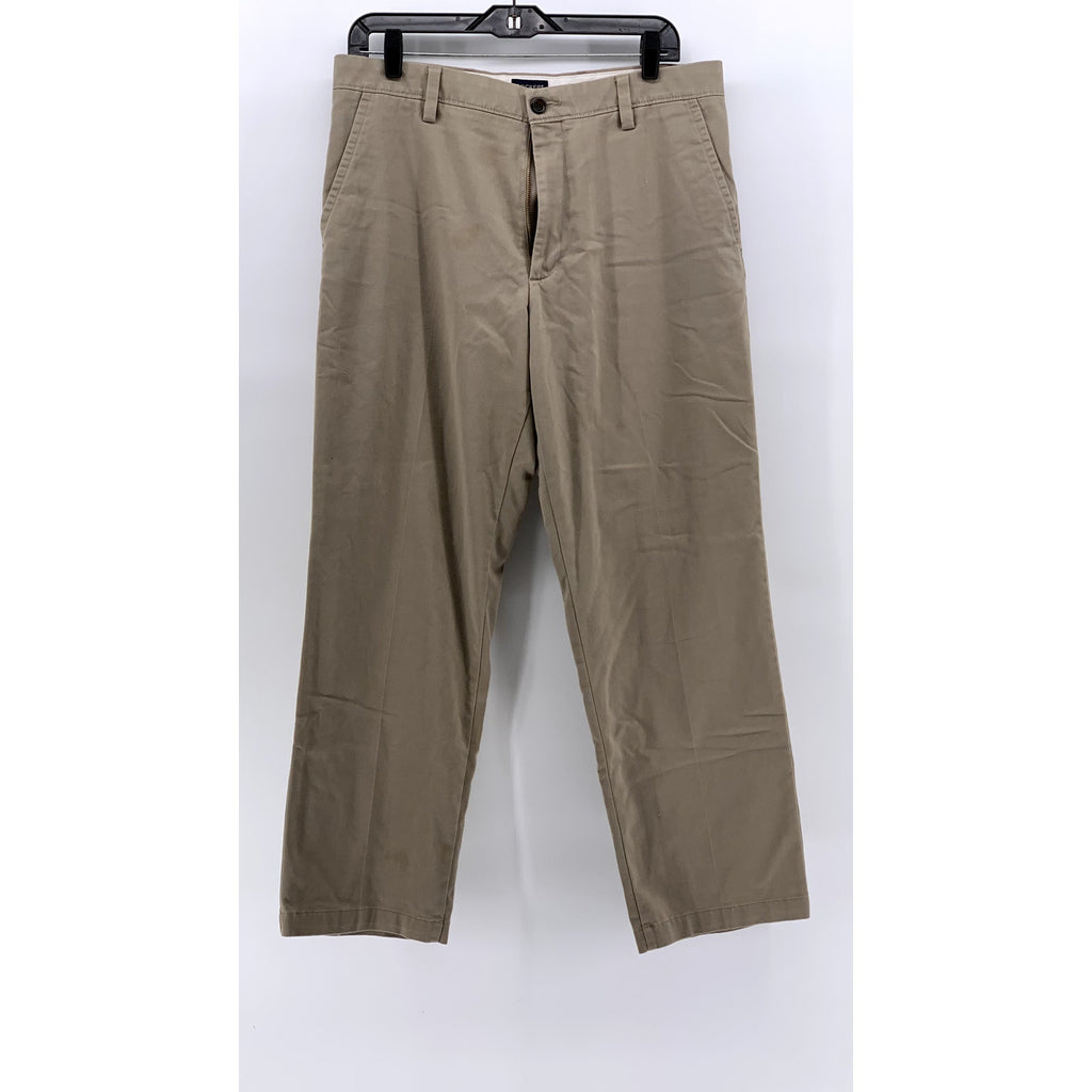 DOCKERS Men's Classic Fit Flat Front Straight Leg Tan Distressed Pants SZ 33x29
