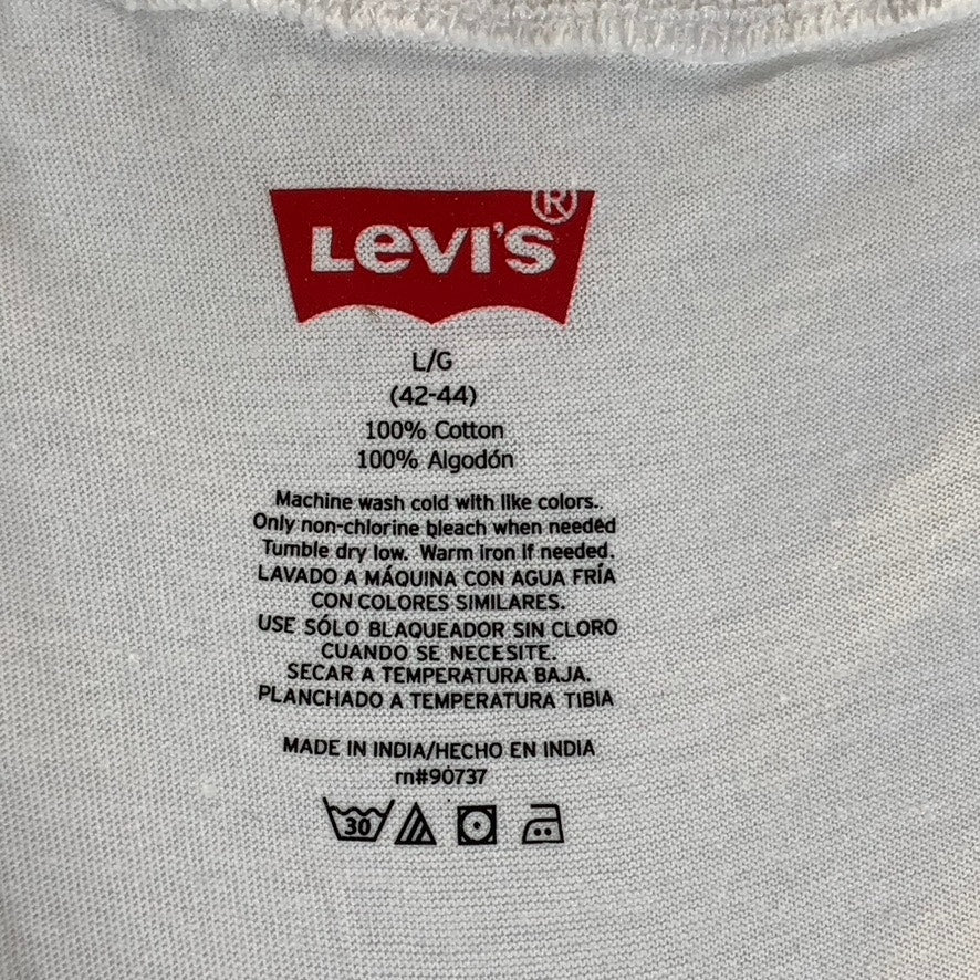 LEVI'S Men's White V-Neck Soft Jersey Cotton Short Sleeve T-Shirt SZ L