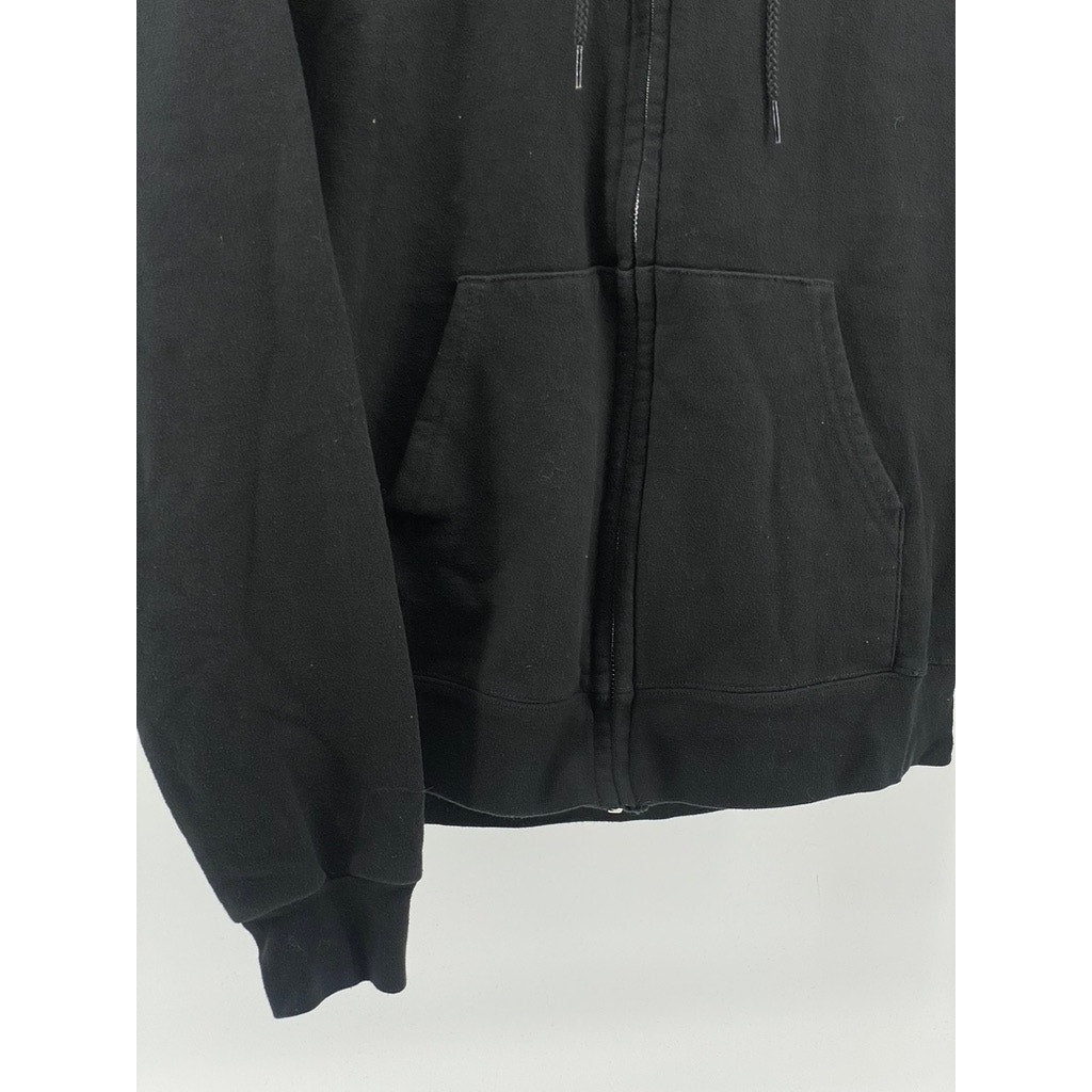 CHAMPION Men's Black Graphic Zip-Up Hooded Long Sleeve Sweater SZ M