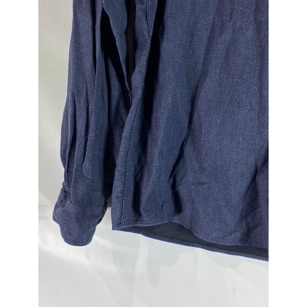 STITCH NOTE Men's Navy Egyptian Cotton Button-Down Long Sleeve Shirt SZ L