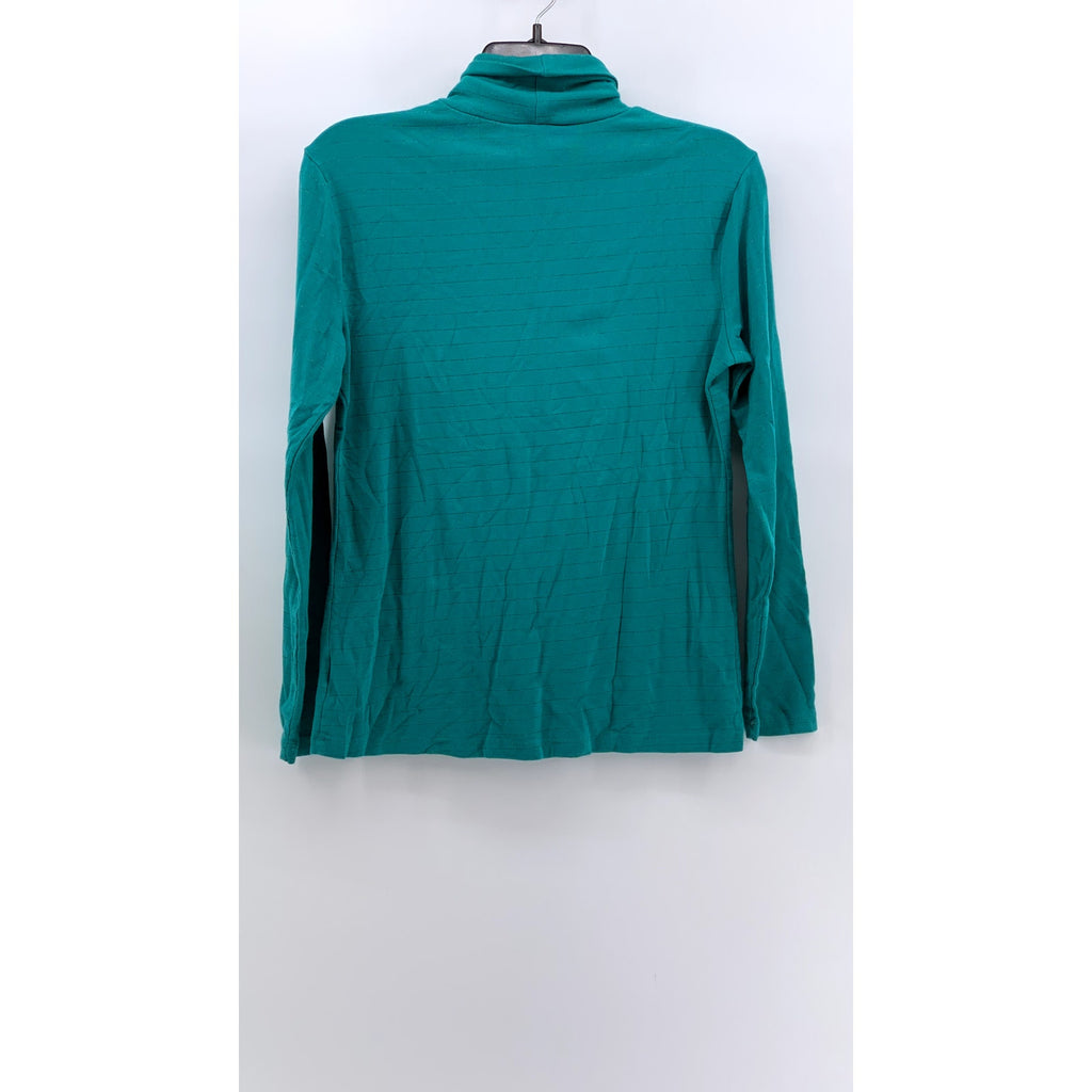 TIME AND TRU Women's Green Striped long Sleeve Turtleneck Top SZ M