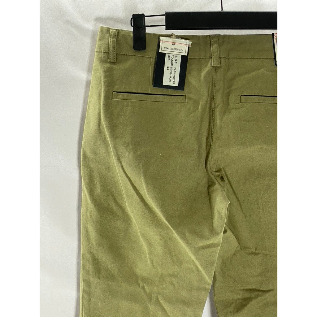 BENSON NYC Men's British Khaki Printed-Cuff Slim-Leg Sateen Pant SZ 25X28