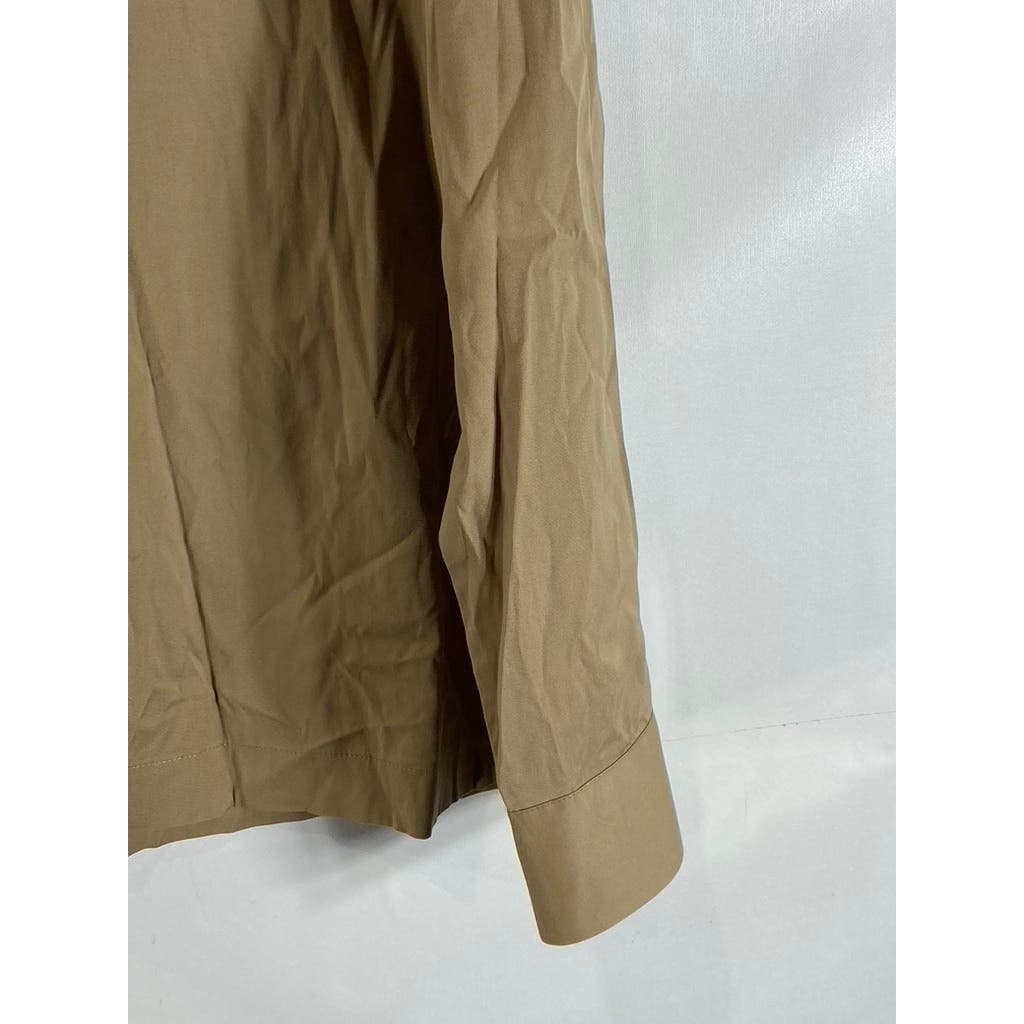 ZARA Men's Tan Relaxed-Fit Button-Up Long Sleeve Shirt SZ L