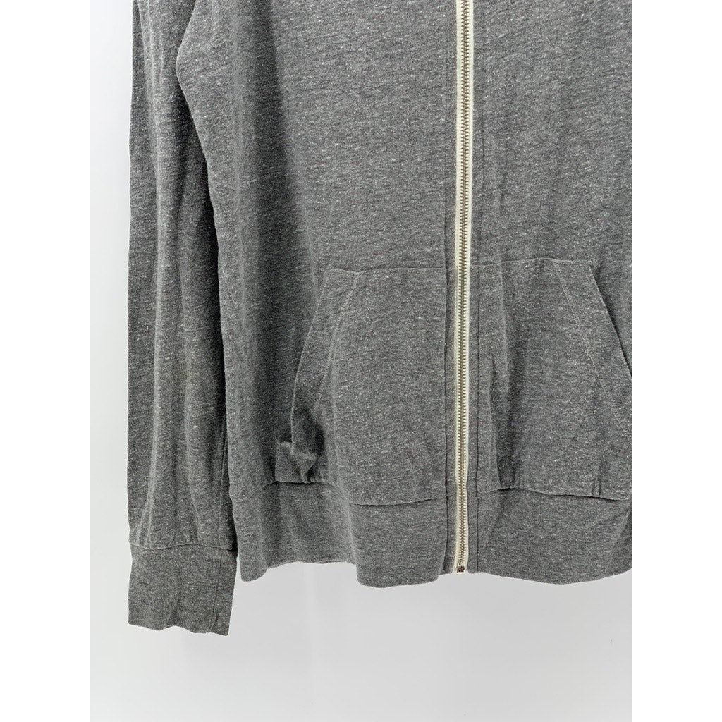 ALTERNATIVE APPAREL Men's Heather Gray Zip-Up Logo Sweater SZ L