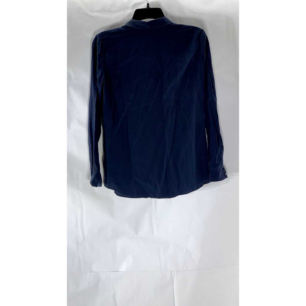 PINK THOMAS PINK LONDON Women’s Navy Silk Button-Up Long Sleeve Top SZ 10 (US6)