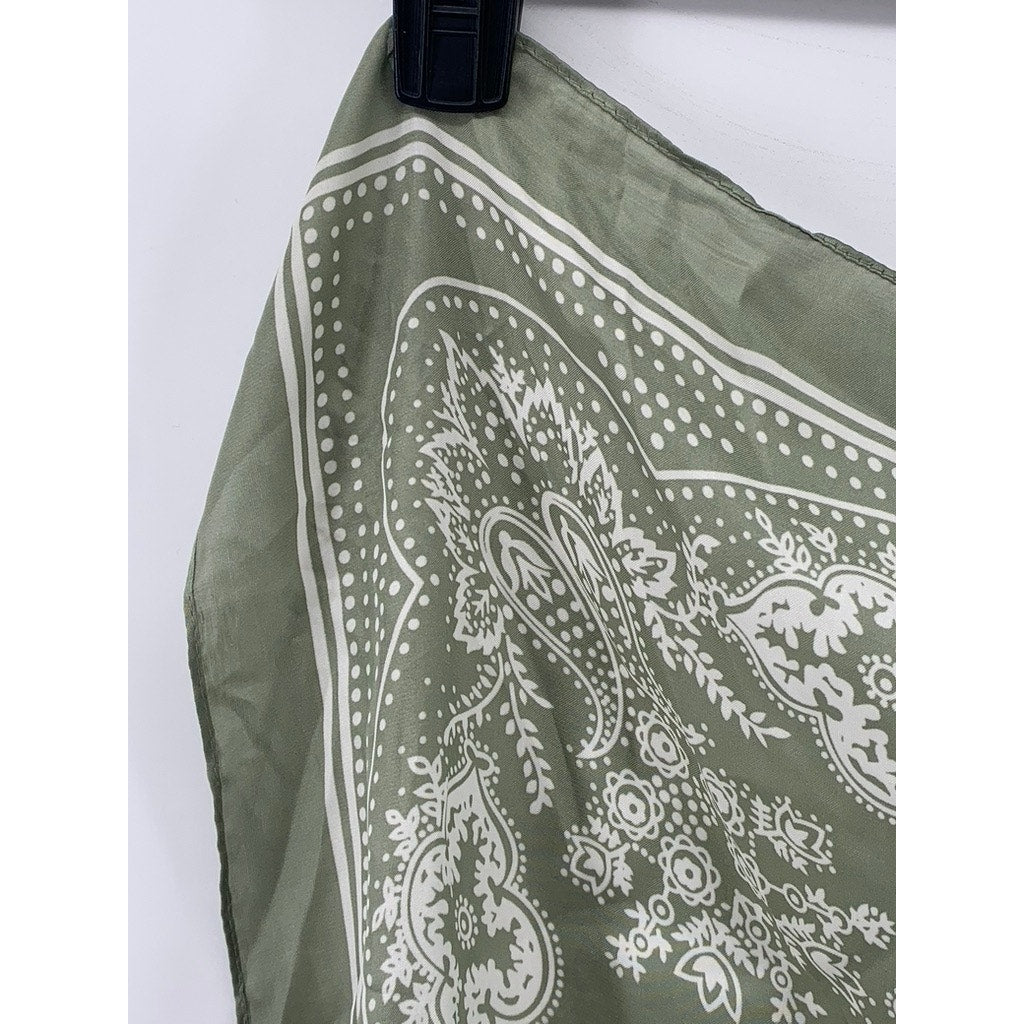 UNBRANDED Women's Green Paisley Printed Lightweight Scarf