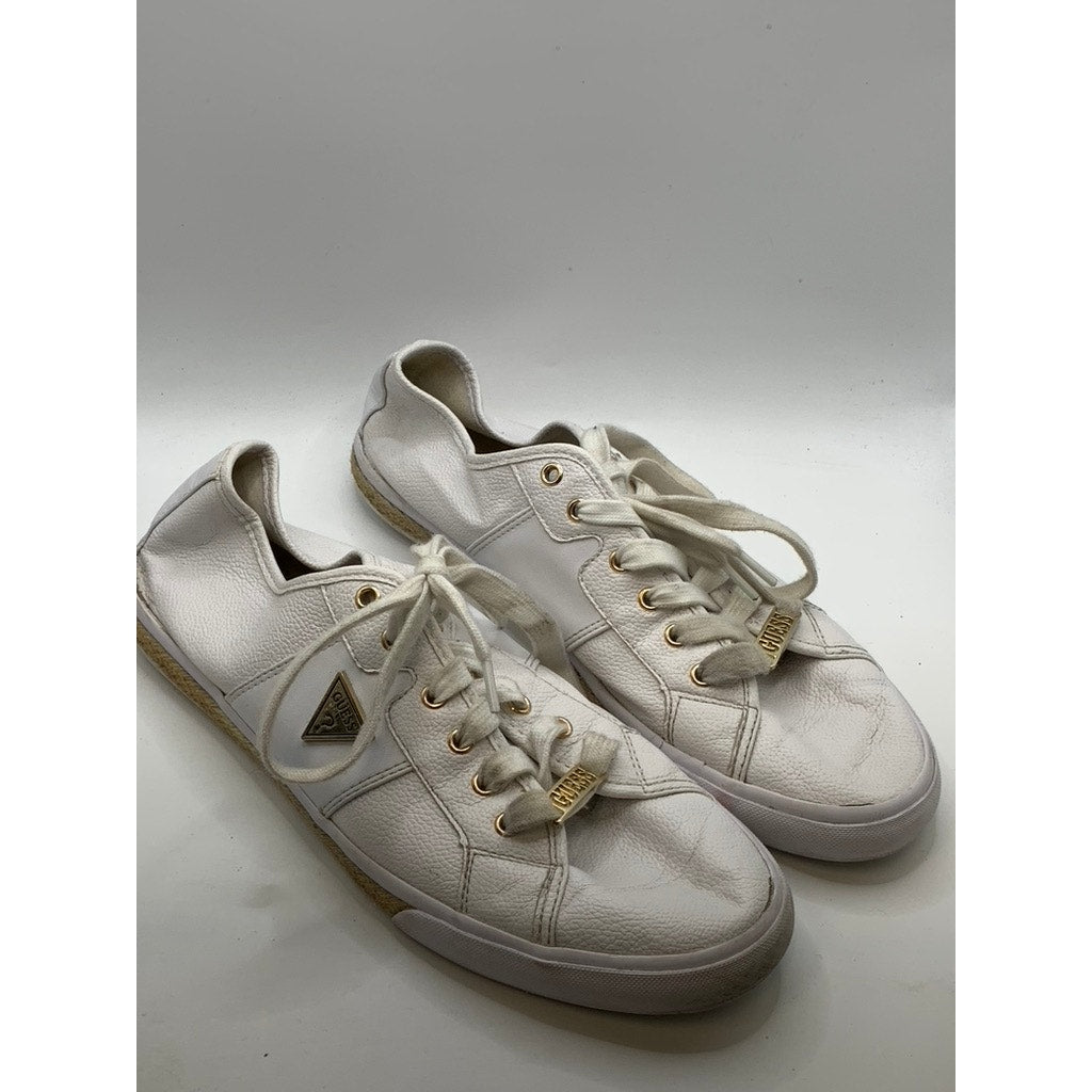 Women's White Logo Espadrille Trim Sneakers SZ 11