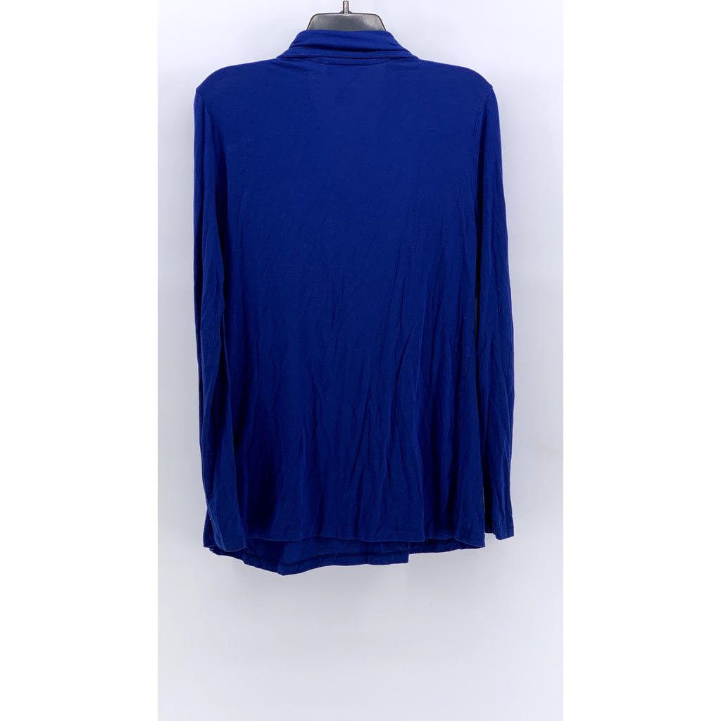 SOFT SURROUNDINGS Women's Royal Blue Pleated Long Sleeve Buttonp-Up Top SZ M