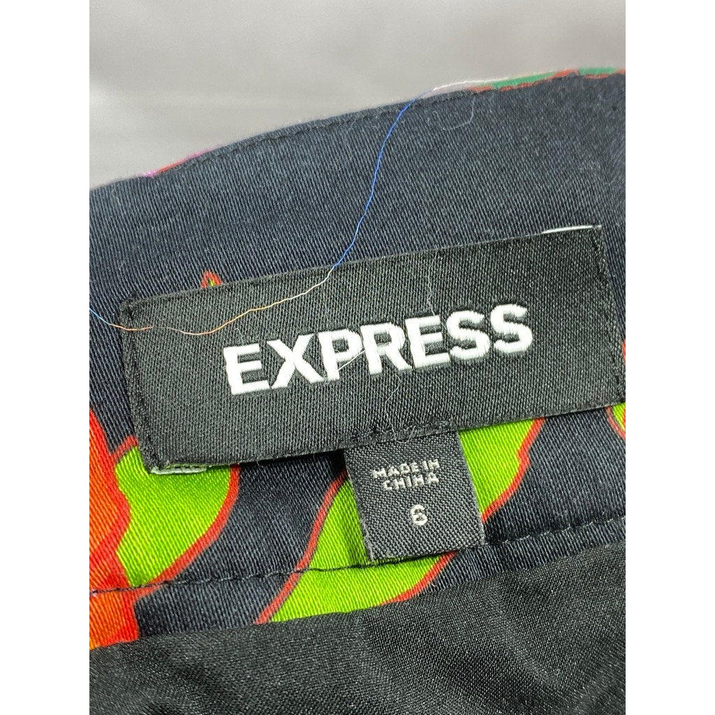 EXPRESS Women's Black Floral Print A-Line Mini Skirt SZ 6