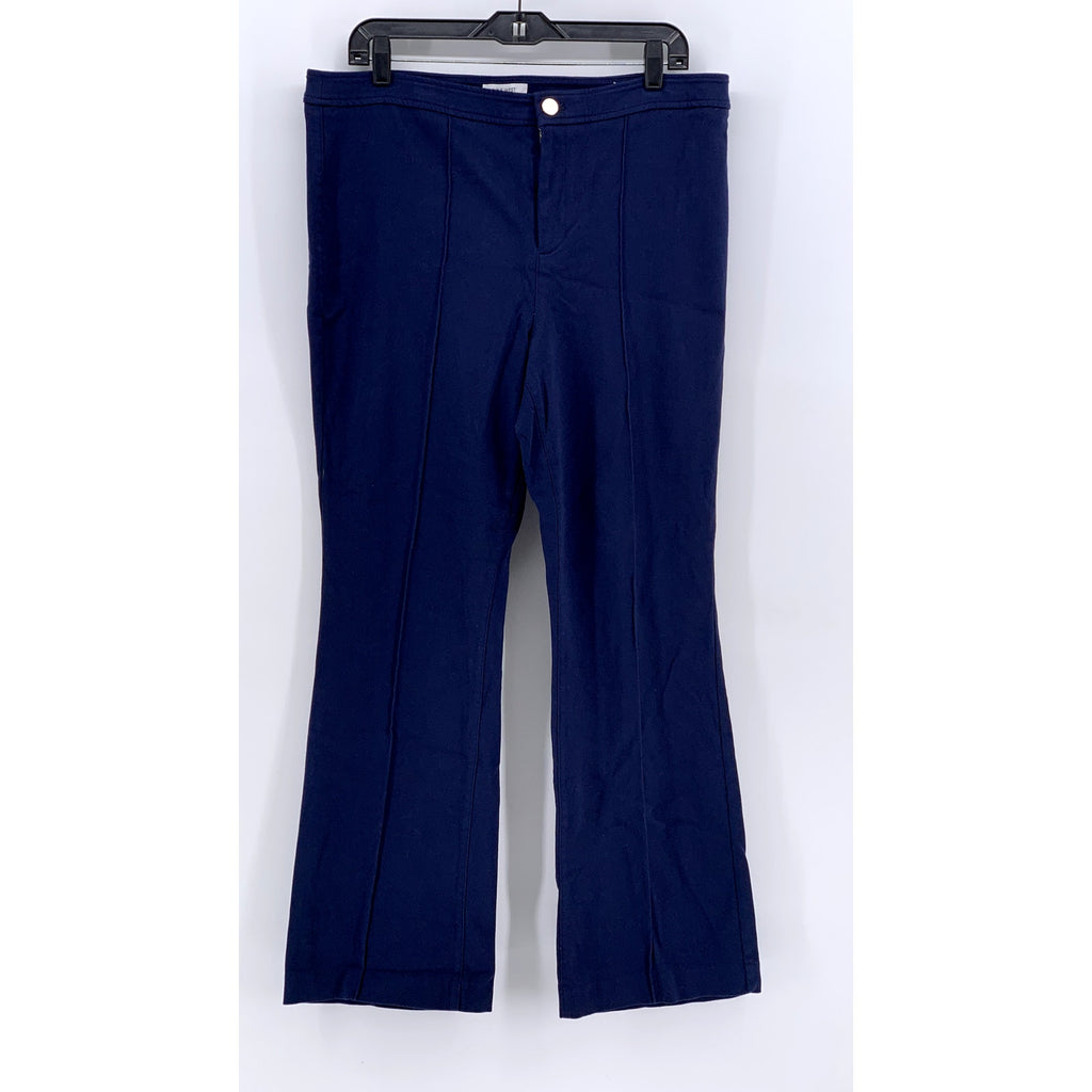 NINE WEST Women's Navy Solid Kick Flare High-Rise Pants SZ XL