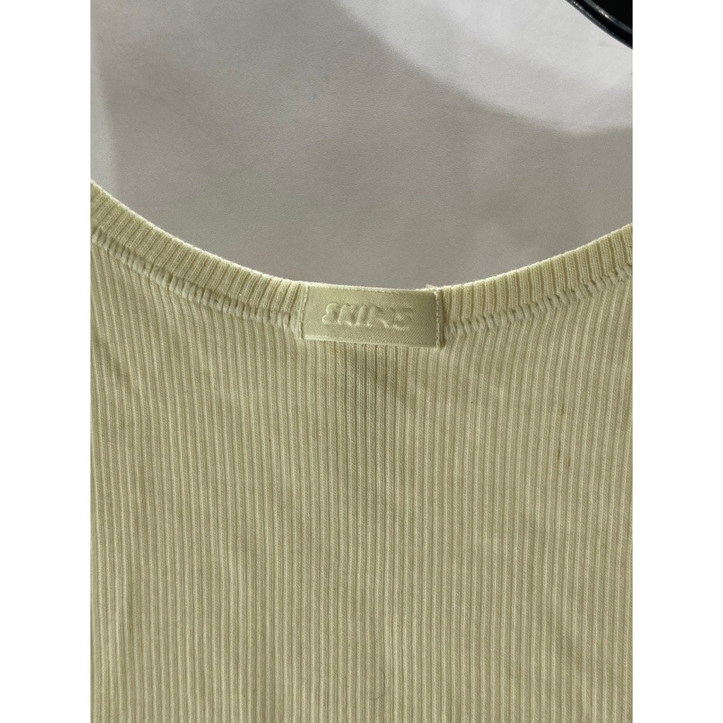 SKIMS Women's Beige Ribbed Scoop-Neck Cropped Tank Top SZ M
