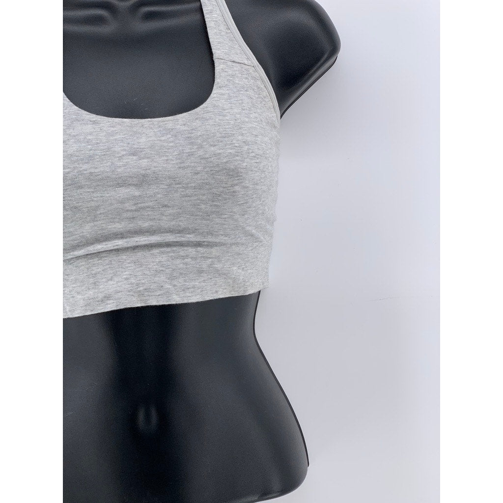 AUDEN Women's Light Gray Scoop-Neck Halter Crop Top SZ S