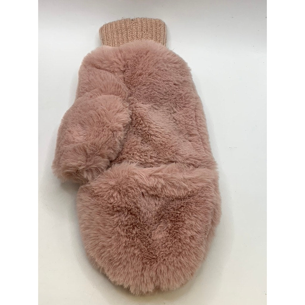 C.C. Women's Pink Faux Fur Mittens SZ OS