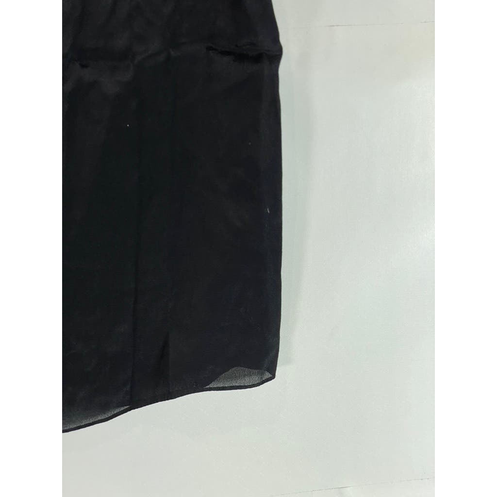 CABI Women's Black Solid Pleat V-Neck Silk-Blend Sleeveless Lightweight Top SZ S