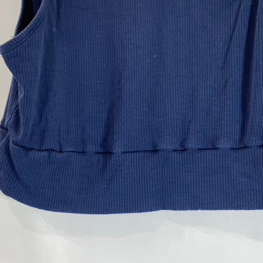 MOTF Women's Navy Sleeveless Ribbed Mock Neck Crop Top SZ L