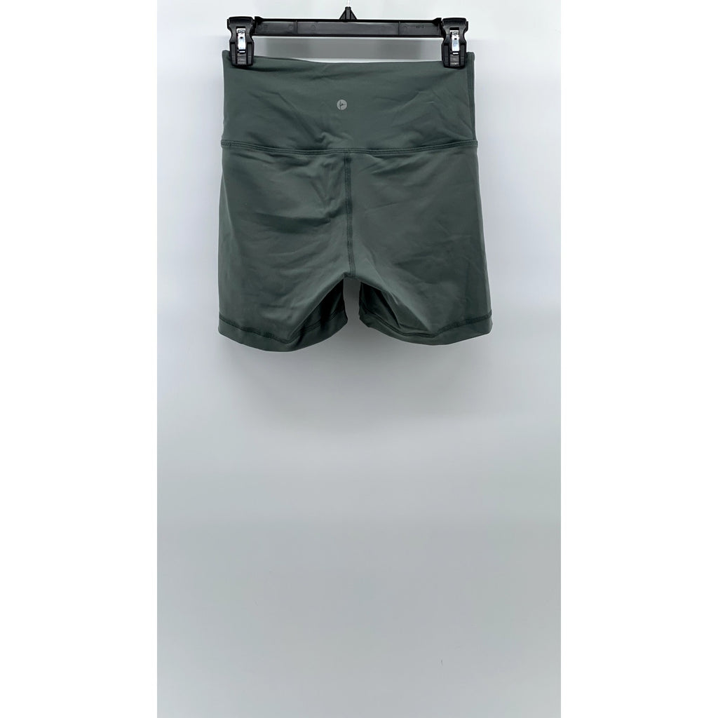 90 DEGREE BY REFLEX Women's Green Solid High-Rise Pull-On Bike Shorts SZ XS