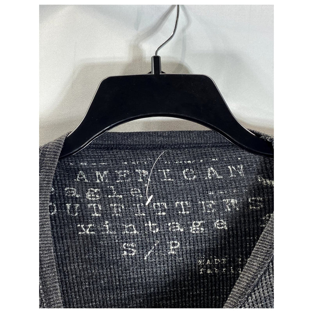 AMERICAN EAGLE OUTFITTERS Men's Charcoal Vintage Crewneck Thermal Shirt SZ S