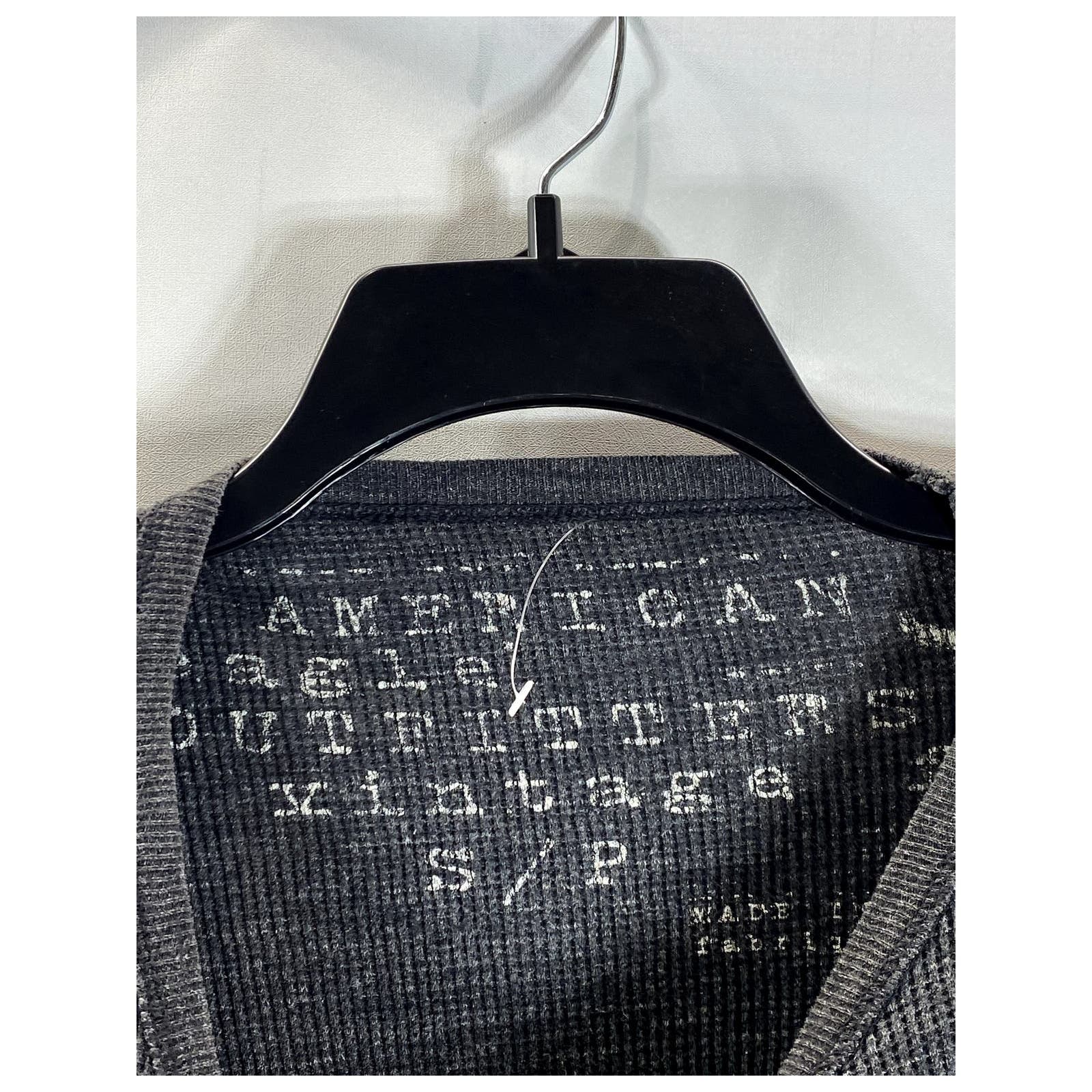 AMERICAN EAGLE OUTFITTERS Men's Charcoal Vintage Crewneck Thermal Shirt SZ S