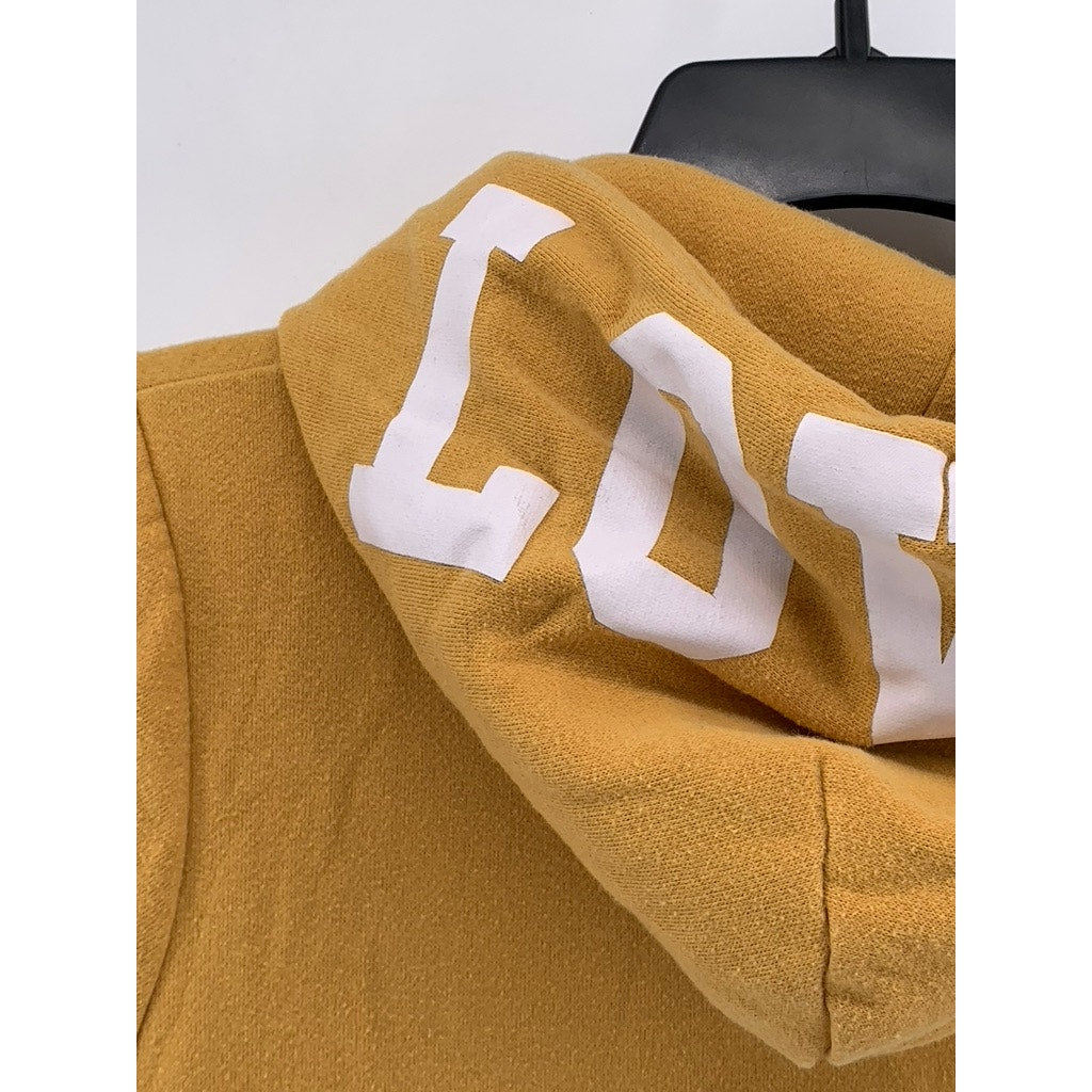 REFLEX Women's Yellow-Gray Love Logo Color Block Hoodie SZ S