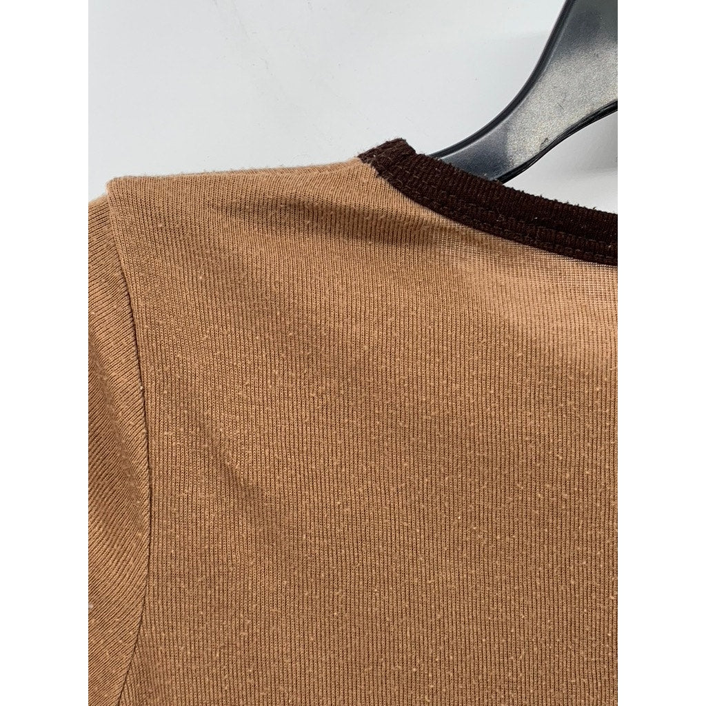 DAZY Women's Brown Crewneck Casual Long Sleeve Top SZ S