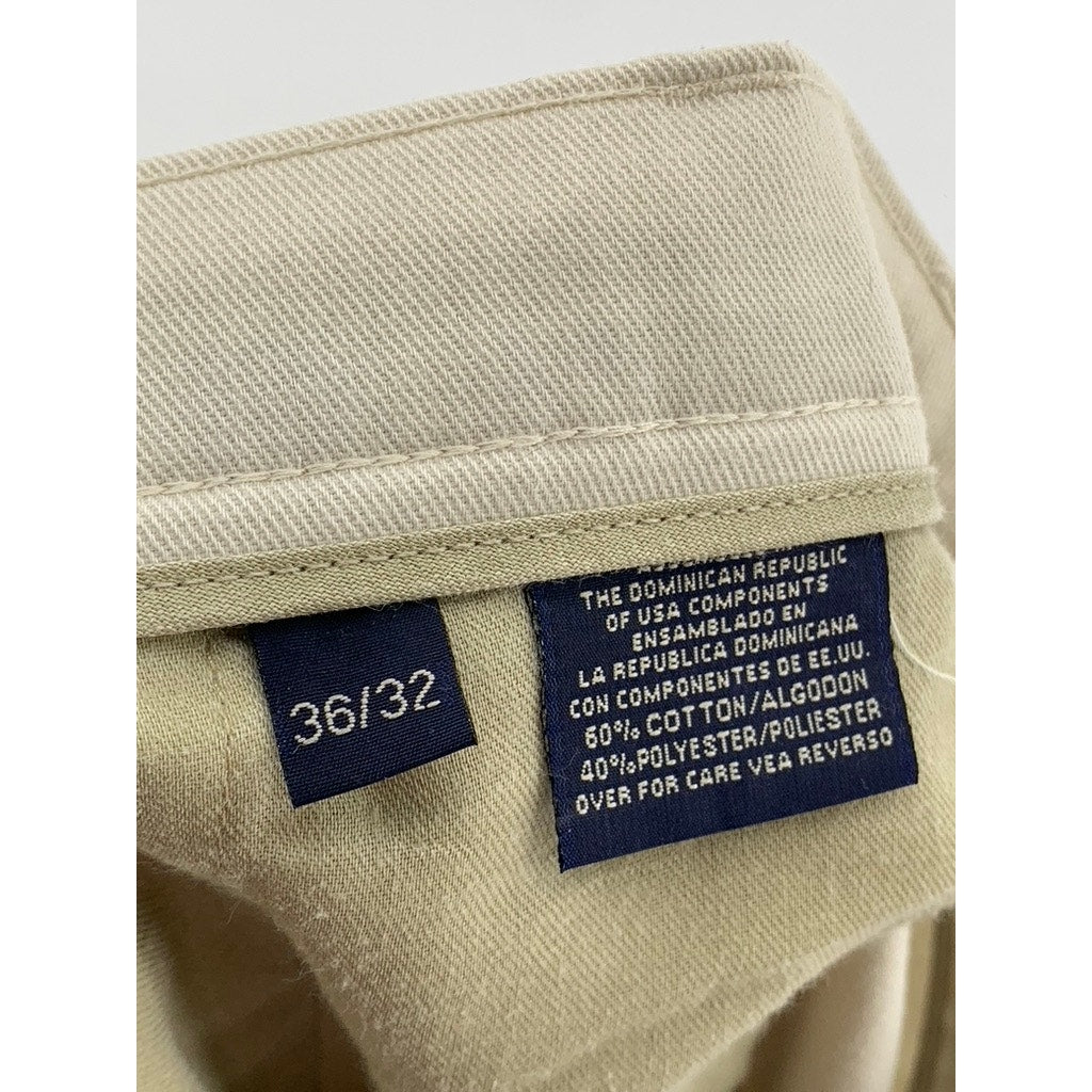 UNBRANDED Men's Tan Solid Cotton-Blend Straight-Leg Pants SZ 36X32