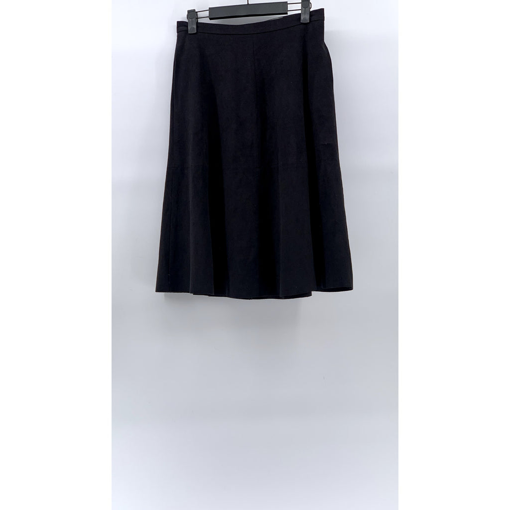 VINCE CAMUTO Women's Black Faux-Suede A-Line Flare Knee Length Skirt SZ 0