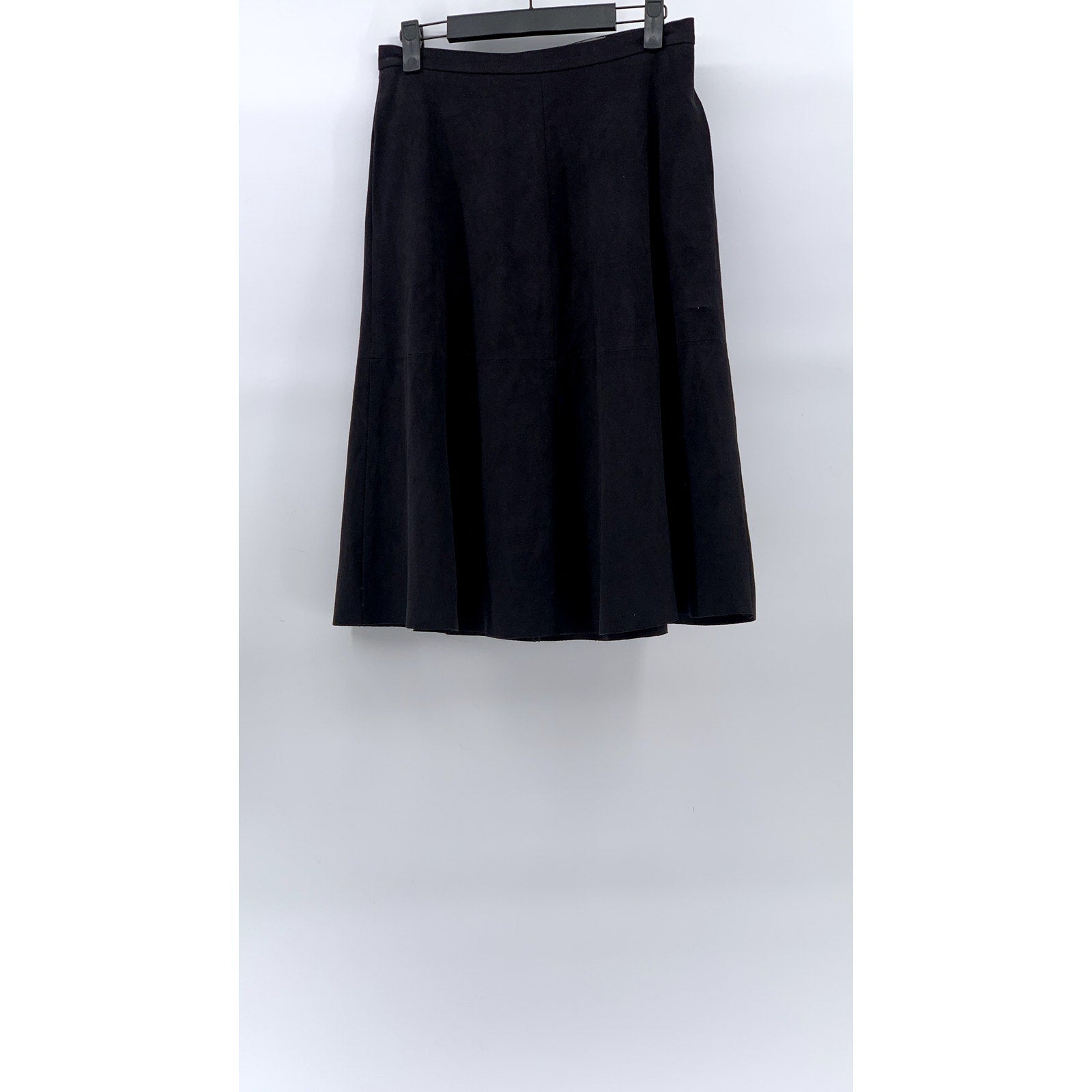 VINCE CAMUTO Women's Black Faux-Suede A-Line Flare Knee Length Skirt SZ 0