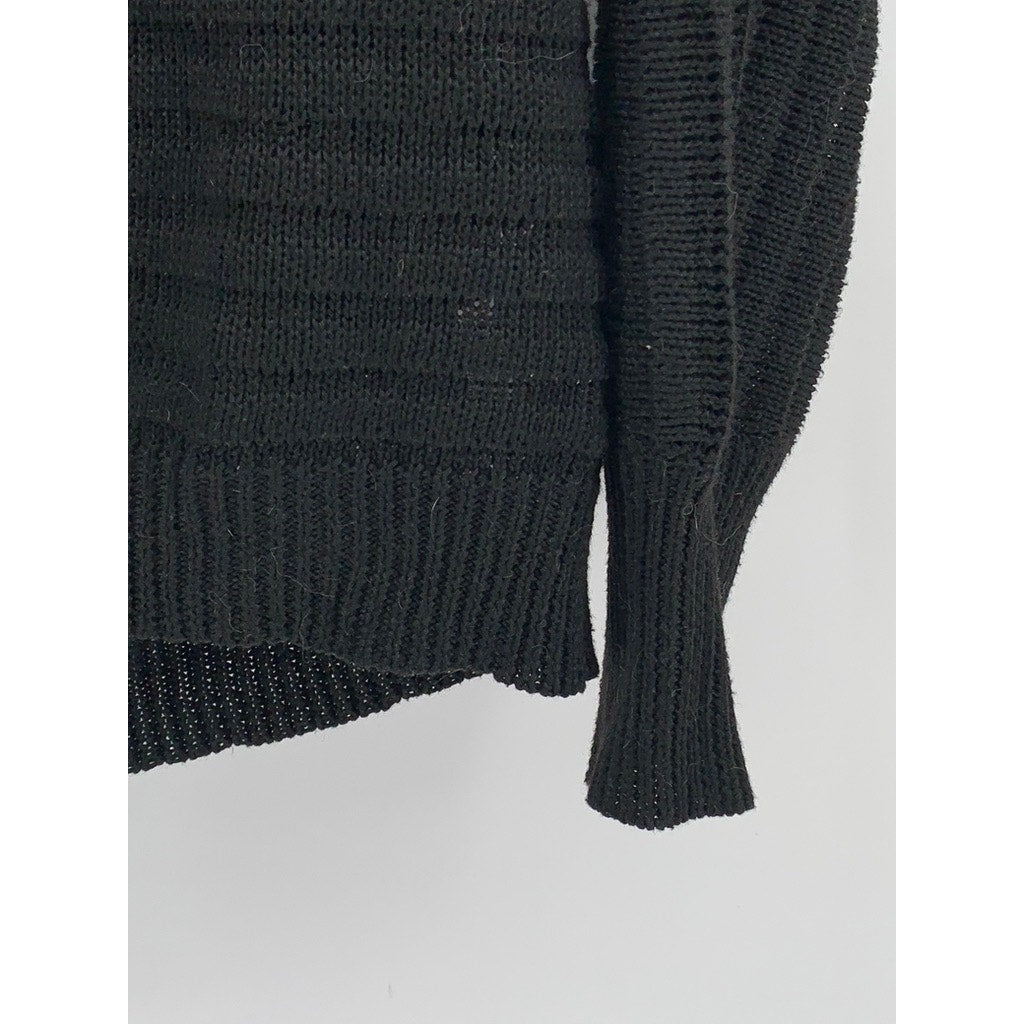 UNBRANDED Women's Black Knit Ribbed Boat-Neck Sweater SZ L