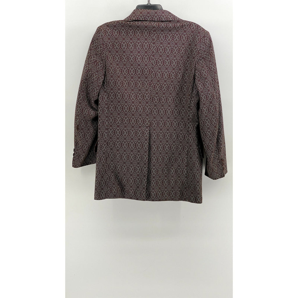 LEE WALD Men's Vintage Burgundy Printed Two-Button Blazer SZ S