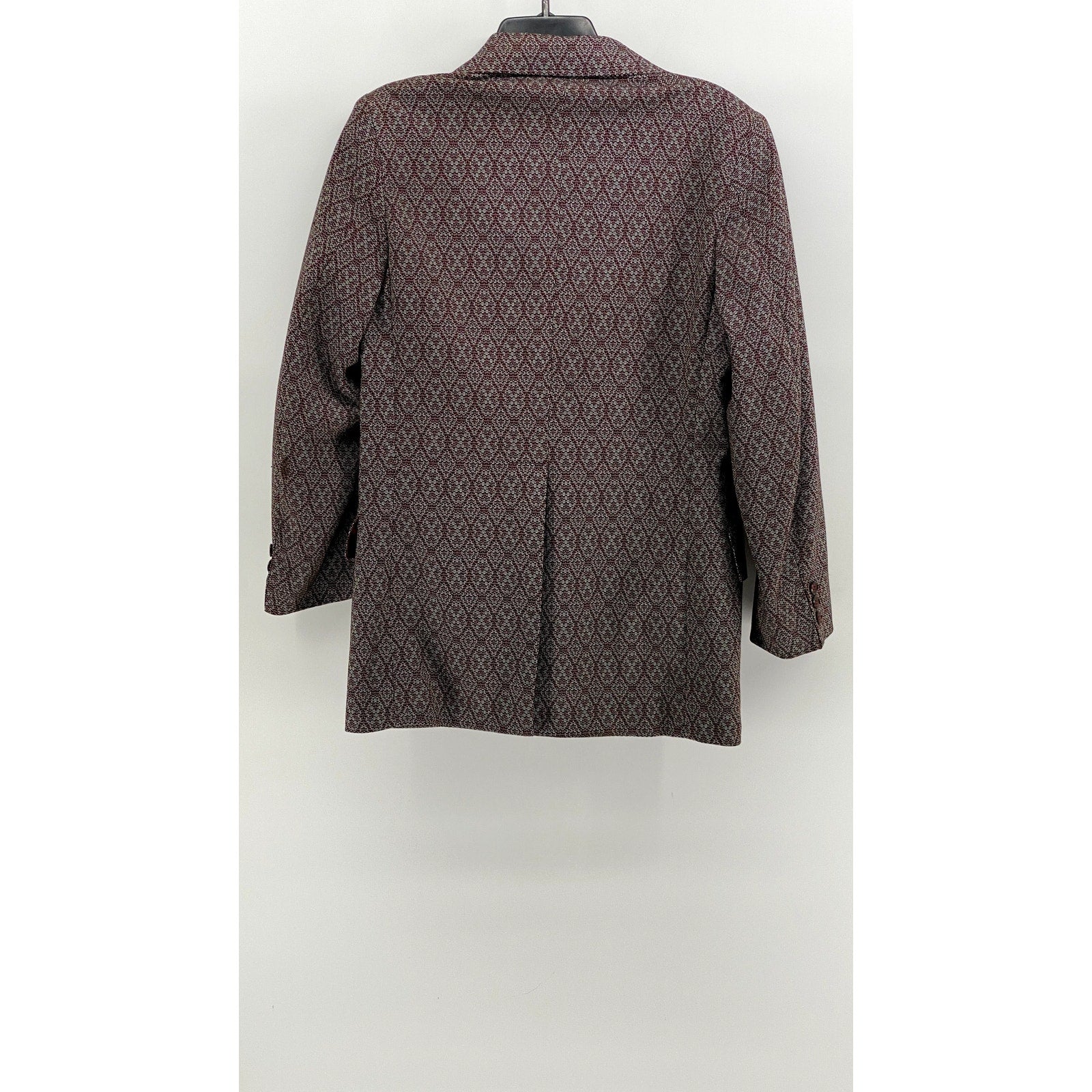 LEE WALD Men's Vintage Burgundy Printed Two-Button Blazer SZ S