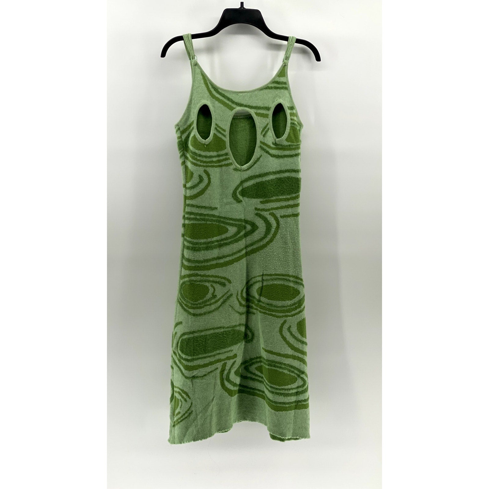UNBRANDED Women's Green Scoop-Neck Knit Cutout Midi Bodycon Dress SZ S