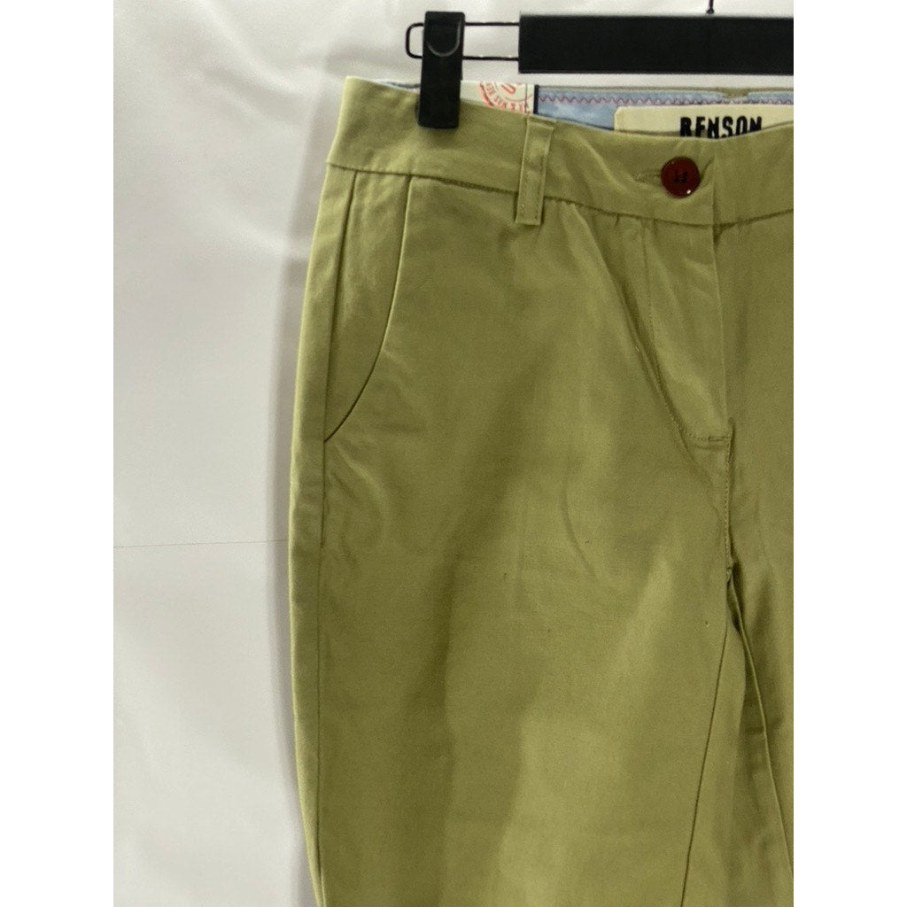 BENSON NYC Men's British Khaki Printed-Cuff Slim-Leg Sateen Pant SZ 25X28