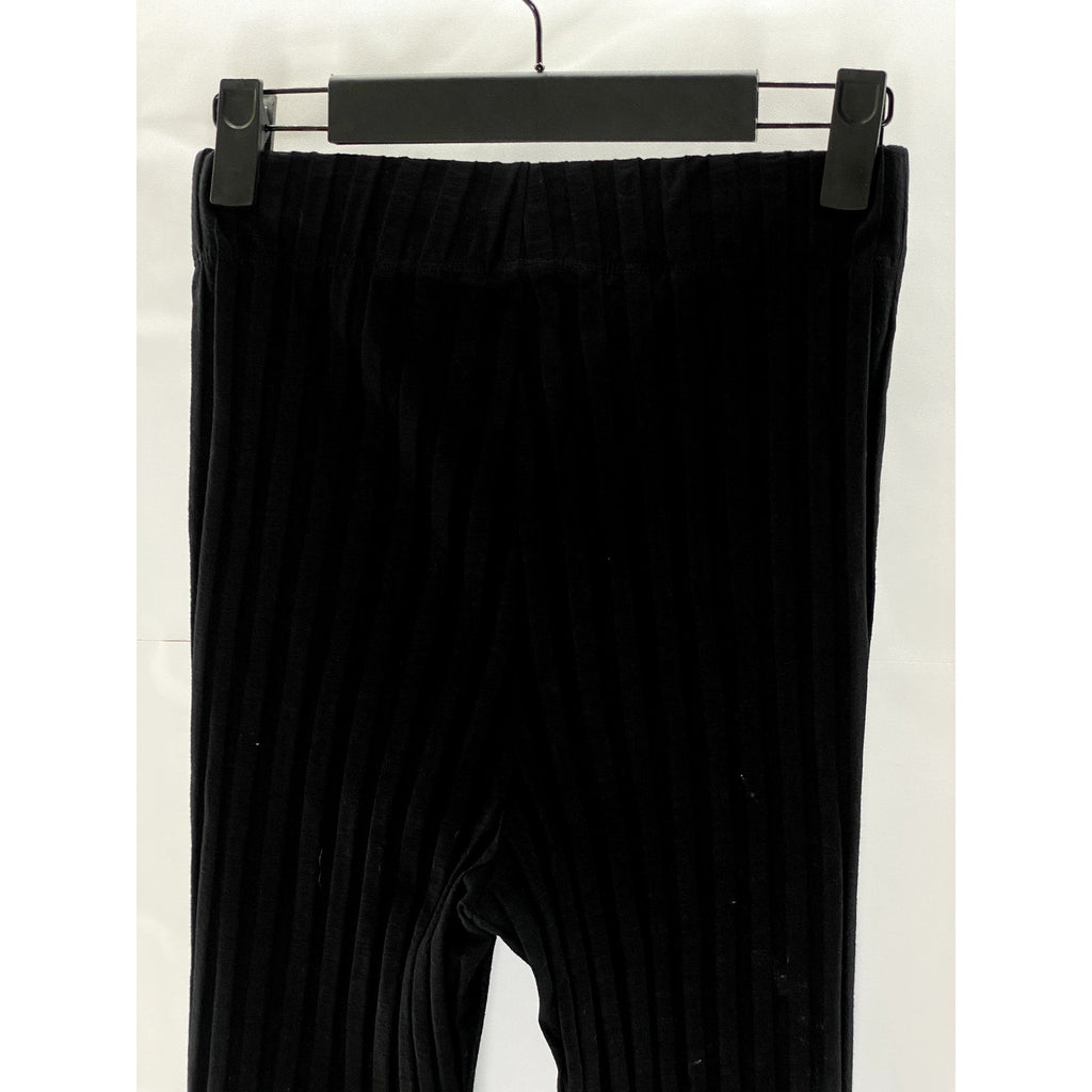 UNBRANDED Women's Black Ribbed Stretch Flare Pull-On Pant SZ S