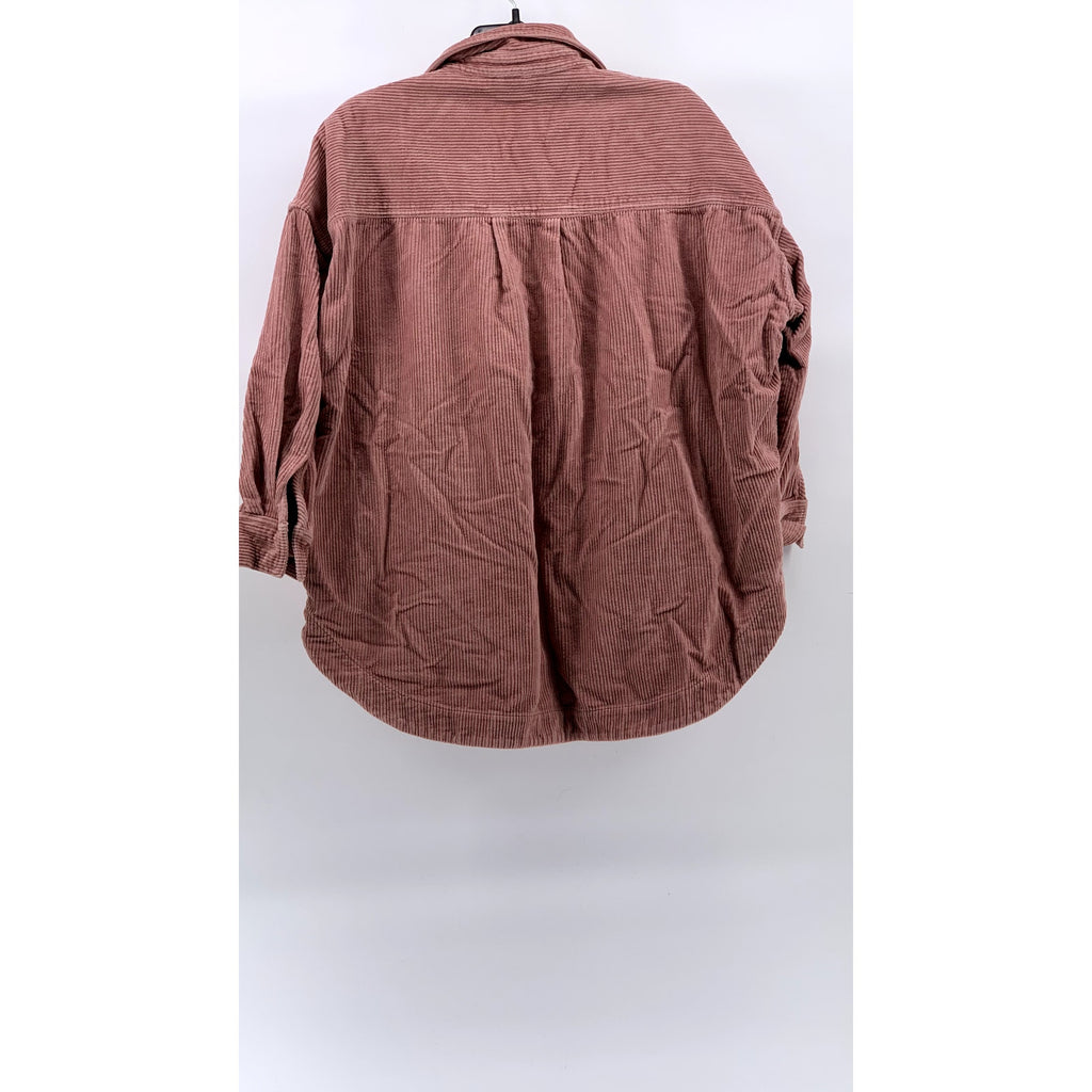MAGALI PASCAL Women's Salmon Pink Corduroy Button-Up Long Sleeve Top SZ XS(4)