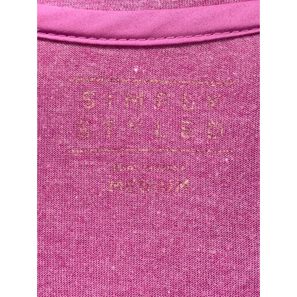 SIMPLY STYLED Pink Button-Up Long Sleeve Pajama Top SZ M