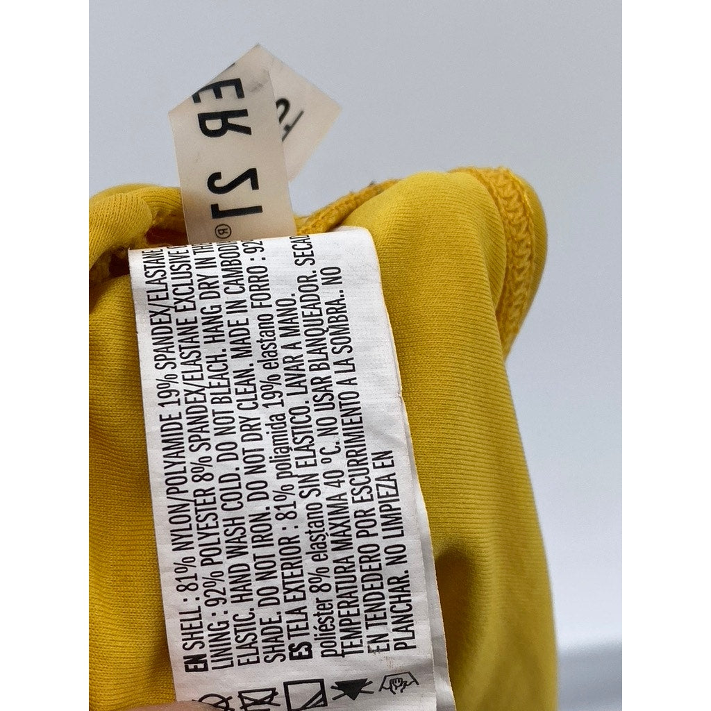 FOREVER 21 Women's Mustard Yellow Strappy Medium Coverage Bikini Bottom SZ S