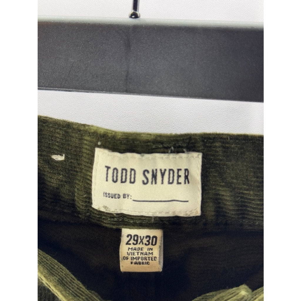 TODD SNYDER Men's Dark Green Slim-Fit Five-Pocket Stretch Corduroy Pant SZ 29X30