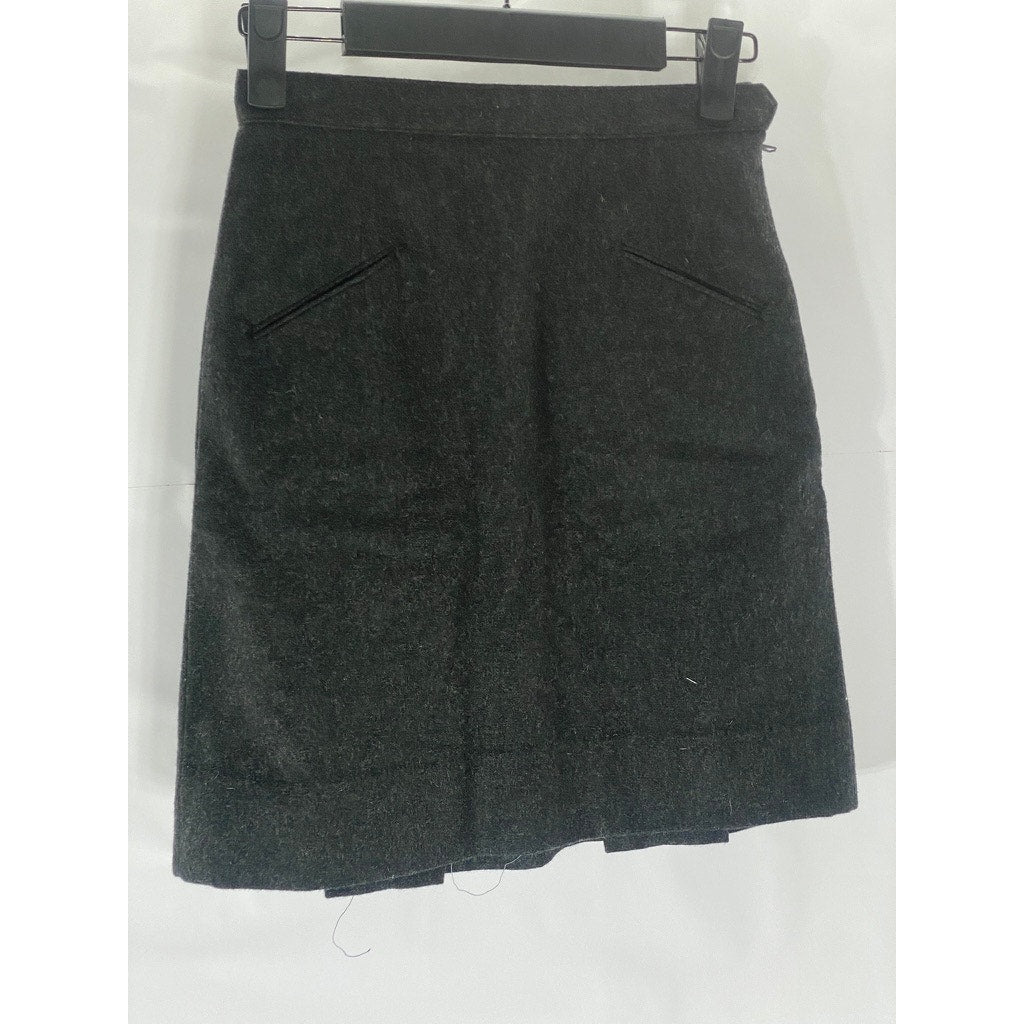 UNBRANDED Women's Vintage Dark Gray Wool-Blend Prep Core Mini Skirt SZ S