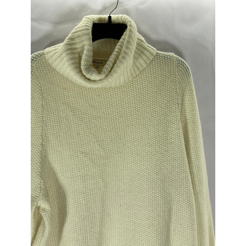 MADEWELL Women's Beige Varick Crochet Knit Turtleneck Sweater SZ L