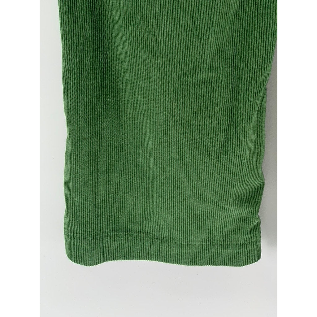 SHEIN Women's Dark Green Corduroy Wide-Leg High-Rise Five-Pocket Pant SZ 6