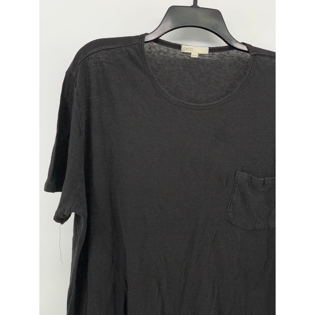 ONIA Men's Black Solid Linen Lightweight Crewneck Short Sleeve T-Shirt SZ XL
