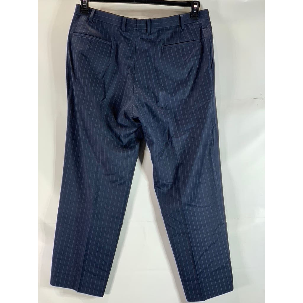 SEAN JOHN Men's Blue Pinstripe Classic-Fit Two-Button Suit SZ 42S/38X30