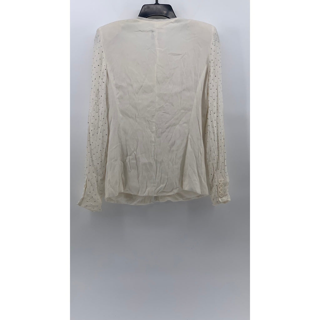 ARMANI EXCHANGE Women’s Off-White Rhinestone Long Sleeve One-Button Blazer SZ 4