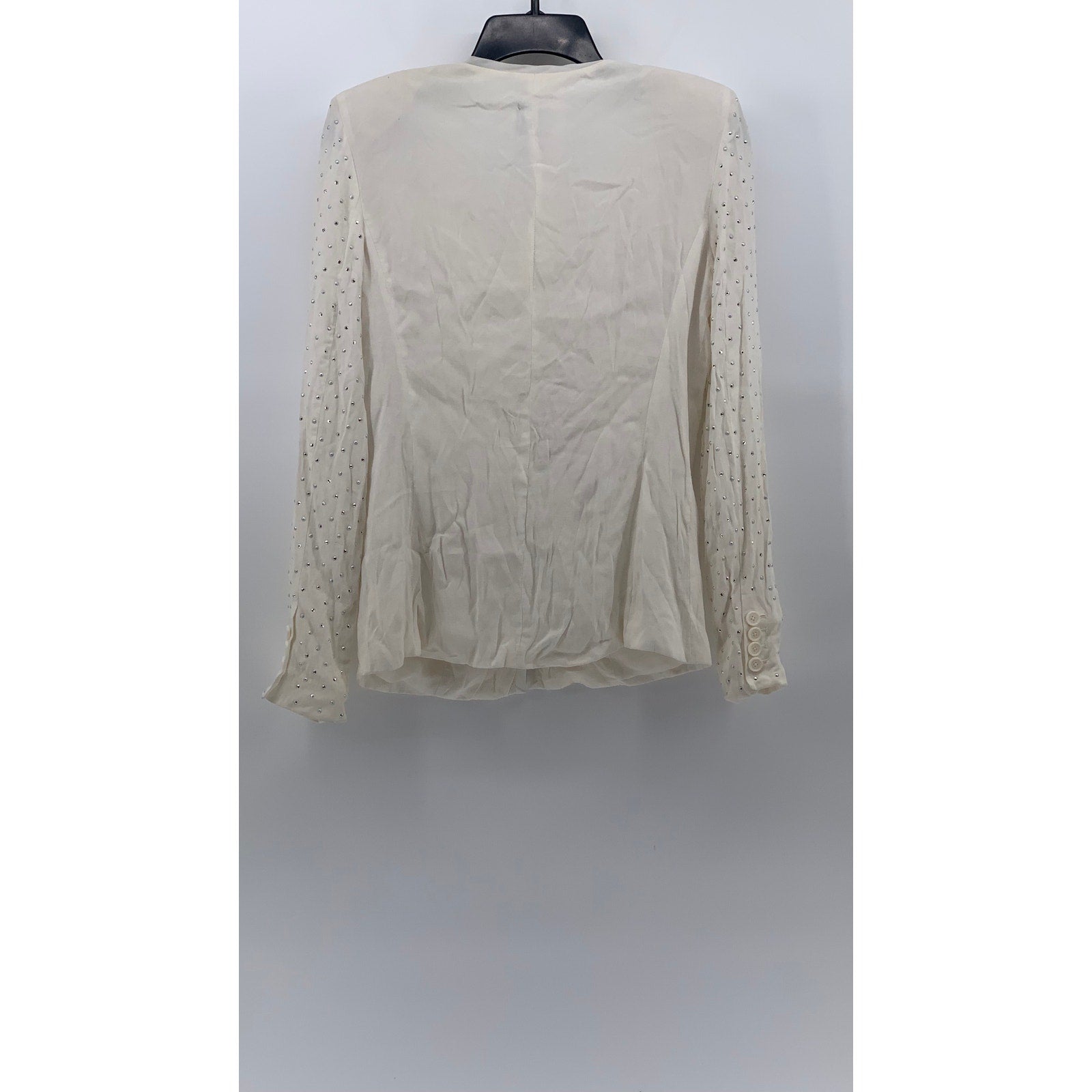 ARMANI EXCHANGE Women’s Off-White Rhinestone Long Sleeve One-Button Blazer SZ 4