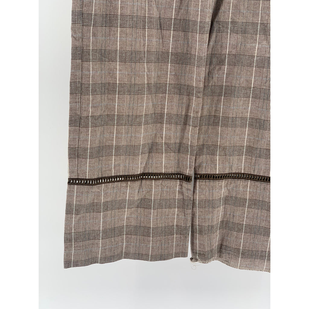 GROOVE Women's Brown Plaid Eyelet Trim Elastic Waist Pull-On Casual Pants SZ S