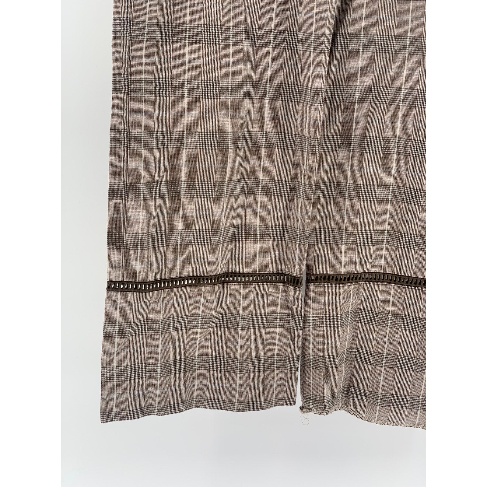GROOVE Women's Brown Plaid Eyelet Trim Elastic Waist Pull-On Casual Pants SZ S