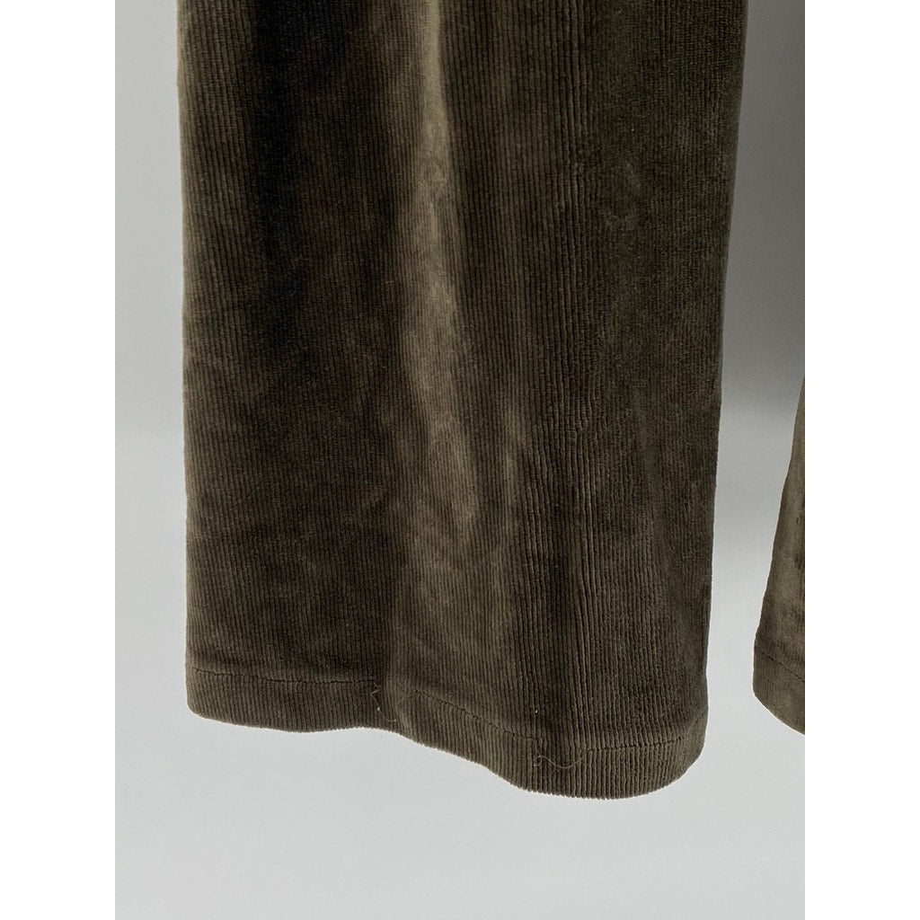EVENUEL Women's Brown Corduroy Pull-On Wide-Leg Pocketless Pants SZ 14/15