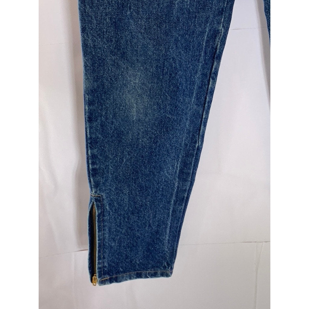 TROUSERS UP Women's Vintage Dark Blue Denim Zipper-Hem Slim-Leg Jean SZ 5/6