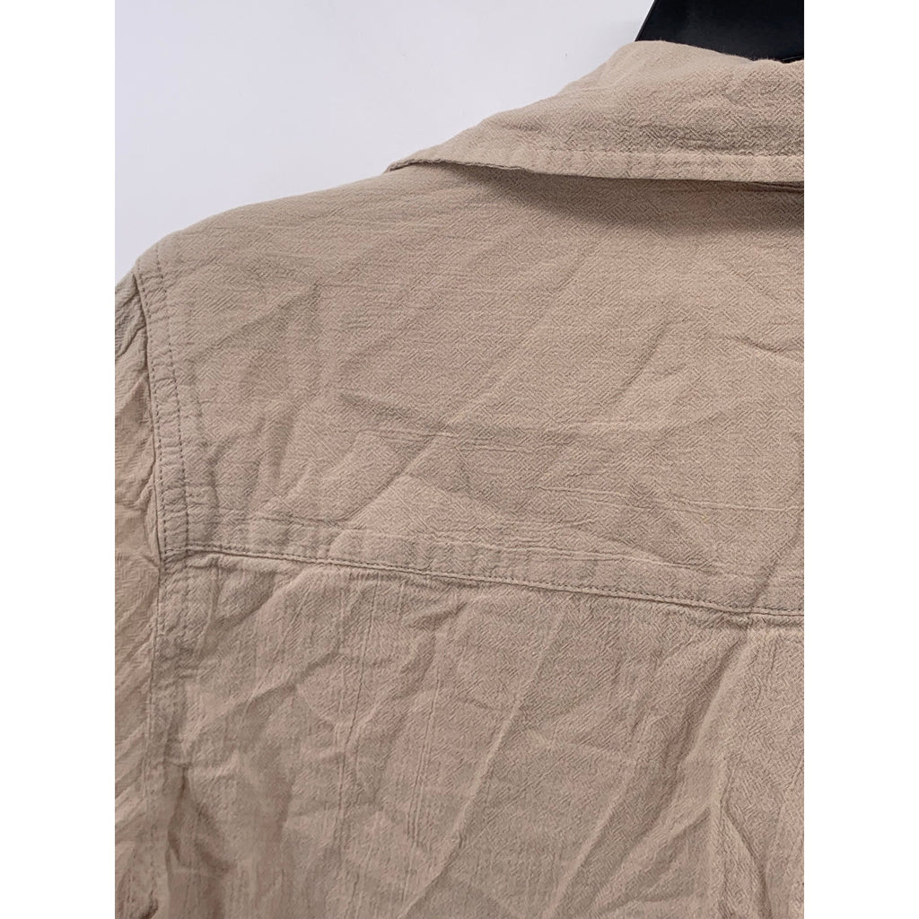 CLUB MONACO Women's Beige Button-Up Long Sleeve Regular-Fit Shirt SZ XS
